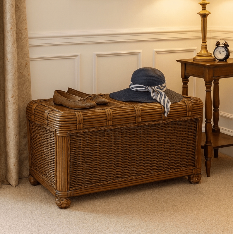 Storage Trunk with Ribbed Edge Detailing and Bun Feet