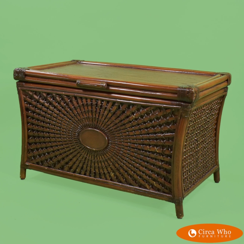 Storage Trunk with Sunburst Weave and Central Oval Medallion