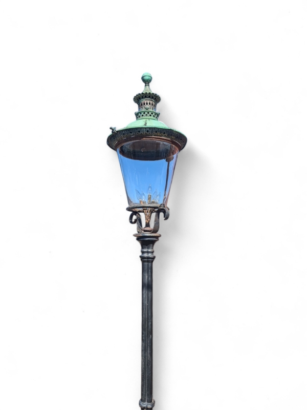 Street Lamp Verdigris Patina Top Flared Glass Lantern