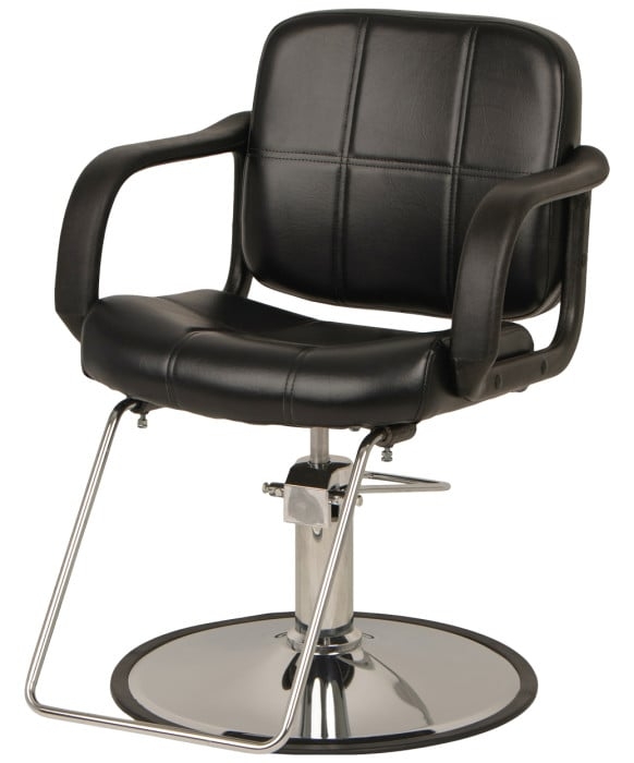 Styling Chair Grid Stitched Back Curved Armrests Chrome Base Equipment