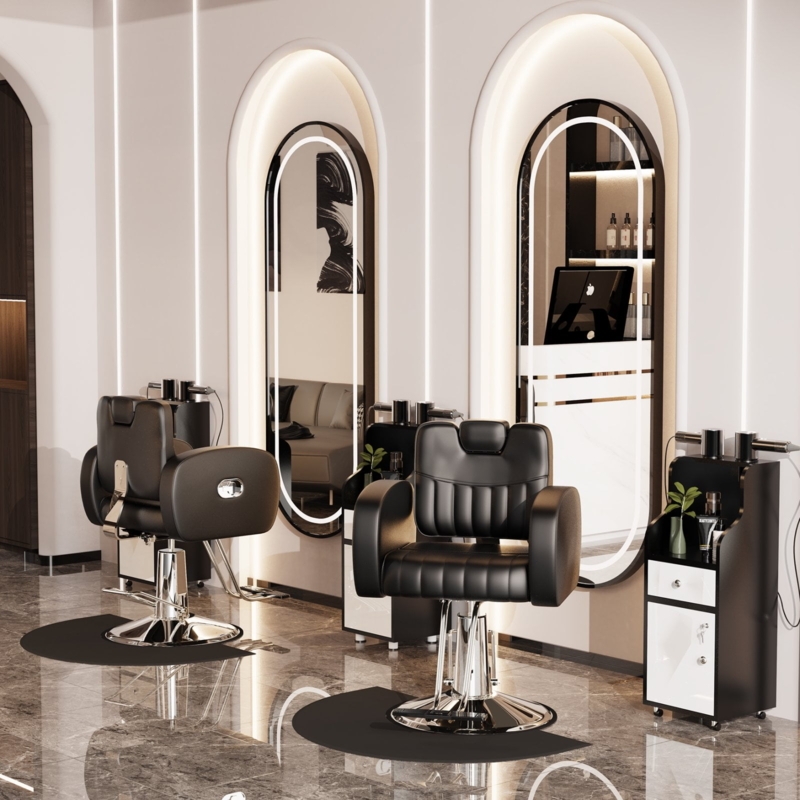 Styling Chair Vertical Ribbed Stitching Polished Chrome Base Modern