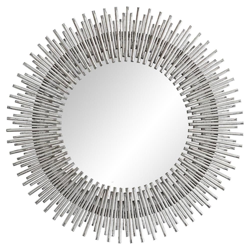 Sunburst Mirror Antique Silver Finish with Slender Rods