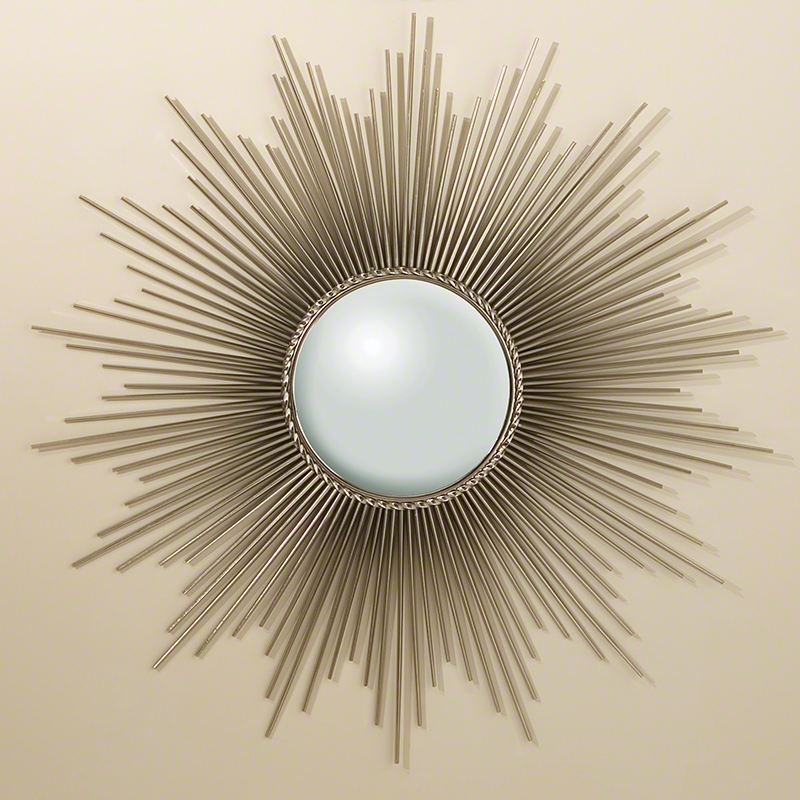 Sunburst Mirror Brushed Nickel Finish with Staggered Rays