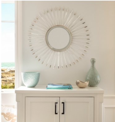 Sunburst Mirror Clear Acrylic Spokes with Silver Tipped Rods