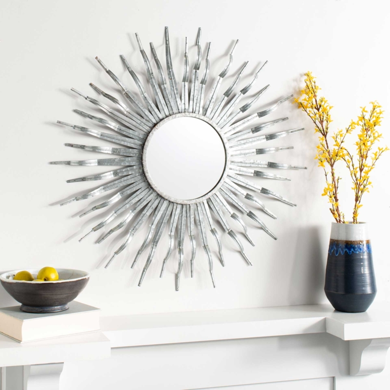 Sunburst Mirror Galvanized Finish with Corrugated Metal Rays