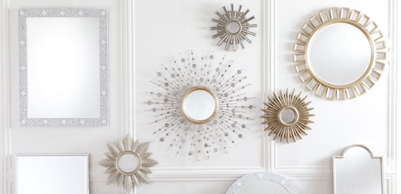 Sunburst Mirror Mixed Metallic Tones with Beaded Wire Rays