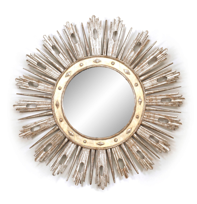 Sunburst Mirror Neoclassic Silvered Finish Pierced Rays