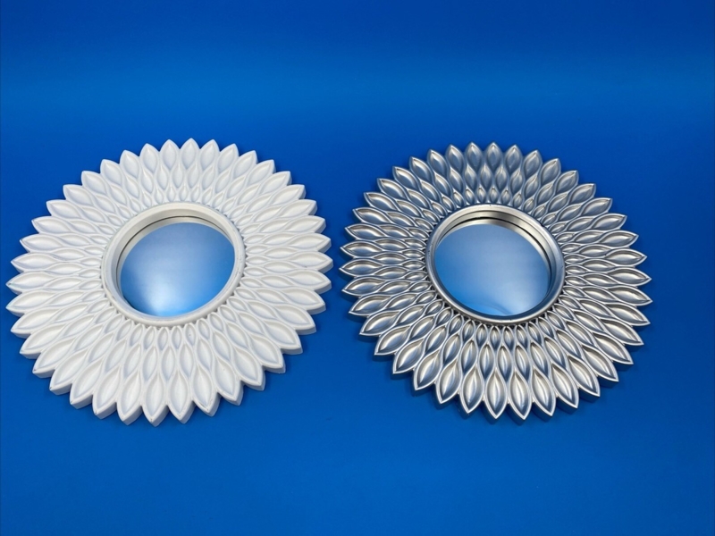 Sunburst Mirror Set Matte White and Silver Petal Texture