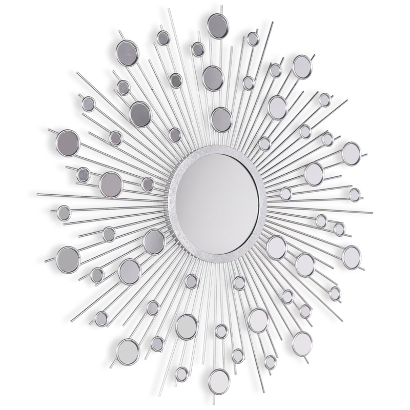 Sunburst Mirror Textured Metallic with Circular Mirror Accents