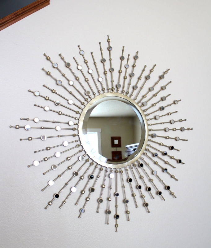 Sunburst Mirror Warm Champagne Silver with Beaded Rays