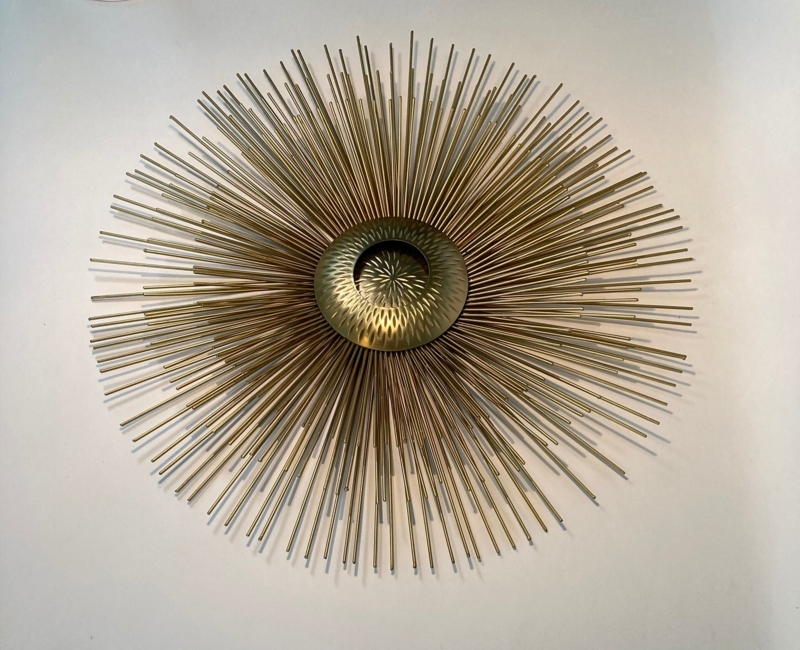Sunburst Wall Art Medallion with Staggered Rods and Textured Center