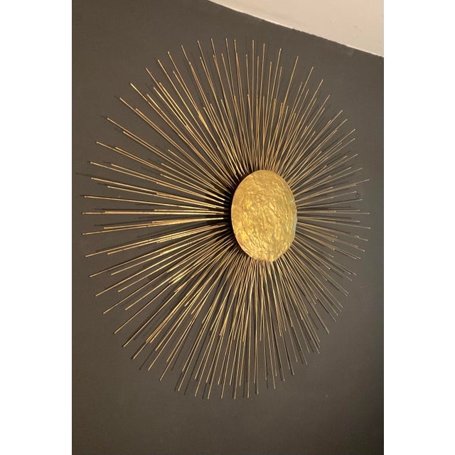 Sunburst Wall Sculpture Monumental Scale with Hammered Center Disc
