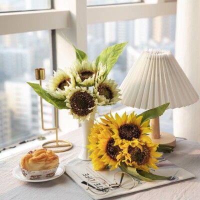 Sunflower Arrangement, Two-Tone Sunflowers, Gold Frames, Modern Cottage Style