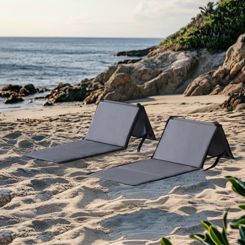 Sunjoy Portable Backrest Chair 2PK, Folding Lightweight Camp Seat