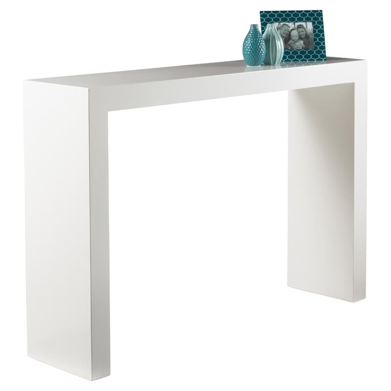 Sunpan Arch 47" Contemporary Wood Console Table in High Gloss White