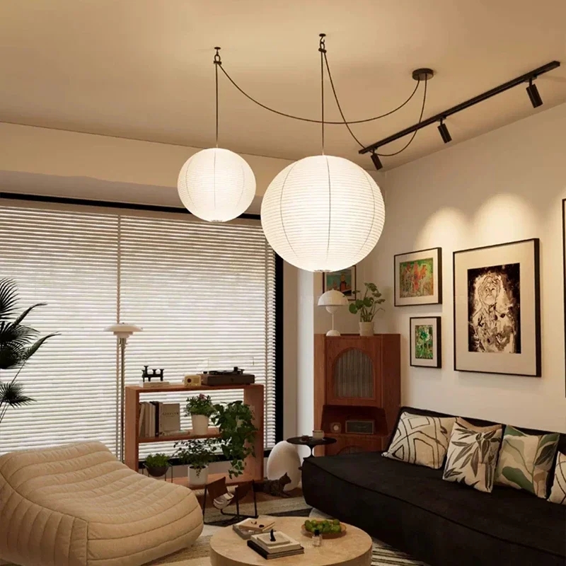 Swagged Paper Lanterns Asymmetrical Hanging Spherical Shades
