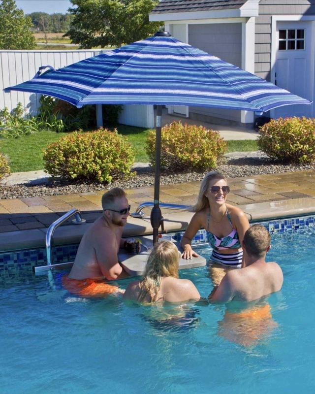 Swim Up Bar: Slate Grey Over The Edge Mount with Umbrella Hole.