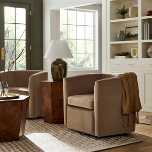 Swivel Accent Chair: Light Brown Velvet, Studio McGee Collection