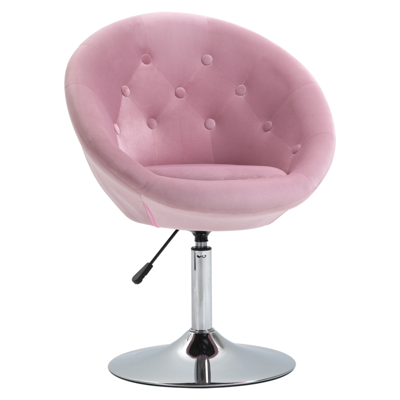Swivel Accent Chair on Chrome Pedestal Stand with Diamond Tufting