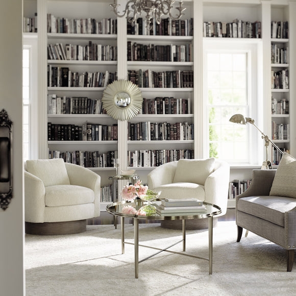 Swivel Accent Chair Plinth Base Cream Barrel Textured Classic