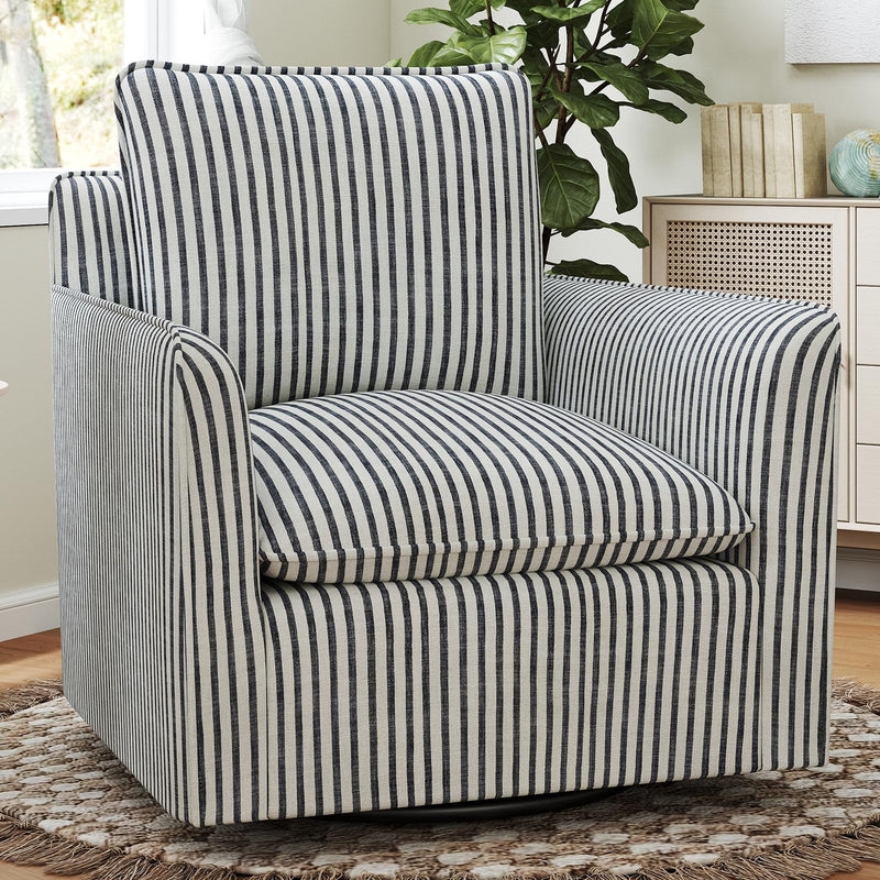 Swivel Accent Chair, Upholstered Square Chair, Swivel Barrel Reading C