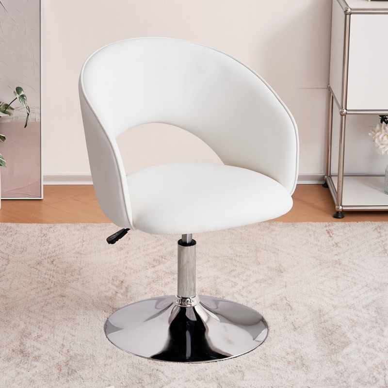 Swivel Accent Chair with Modern Open Back Cutout and Trumpet Base