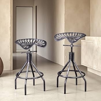 Swivel Bar Stool Brushed Silver Industrial Tractor Seat