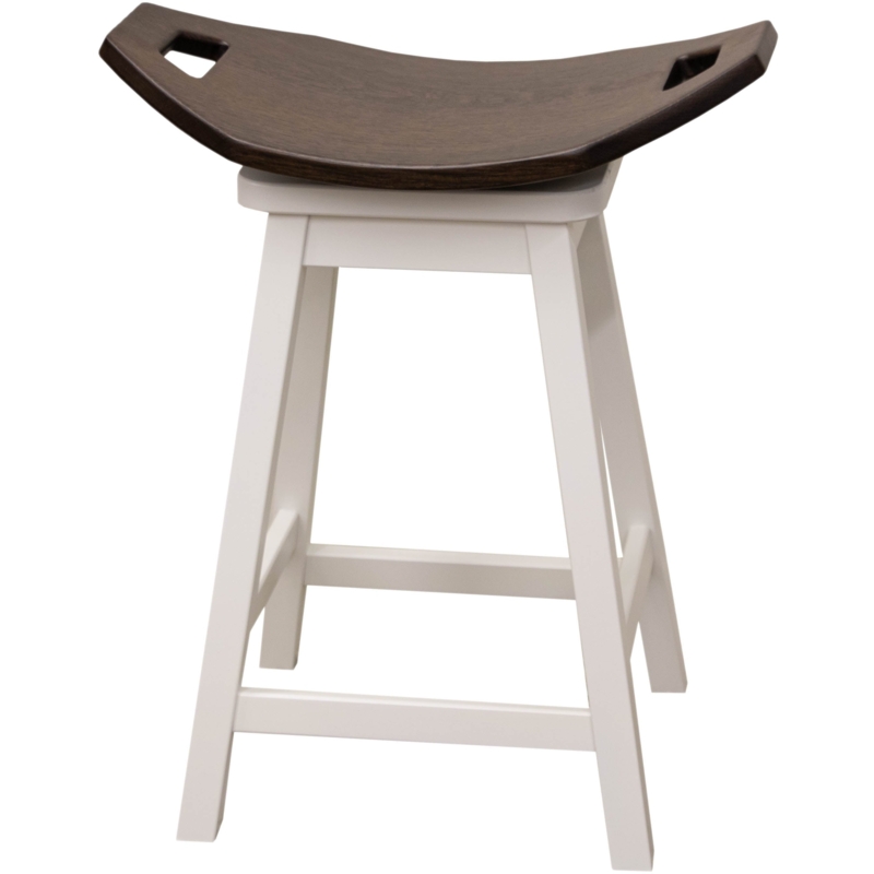 Swivel Bar Stool Side Handles Two-Tone Mission Style White Wood