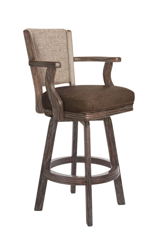 Swivel Bar Stool with Arms featuring Dual Upholstery