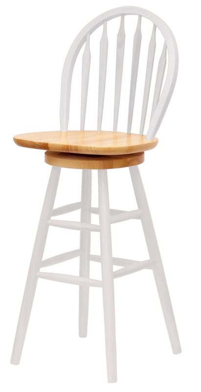Swivel Bar Stool with Painted White Base and Natural Seat, Farmhouse Stool.