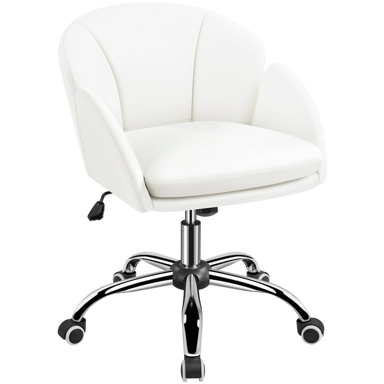 Swivel Desk Chair with Petal Shaped Backrest and Vertical Stitching