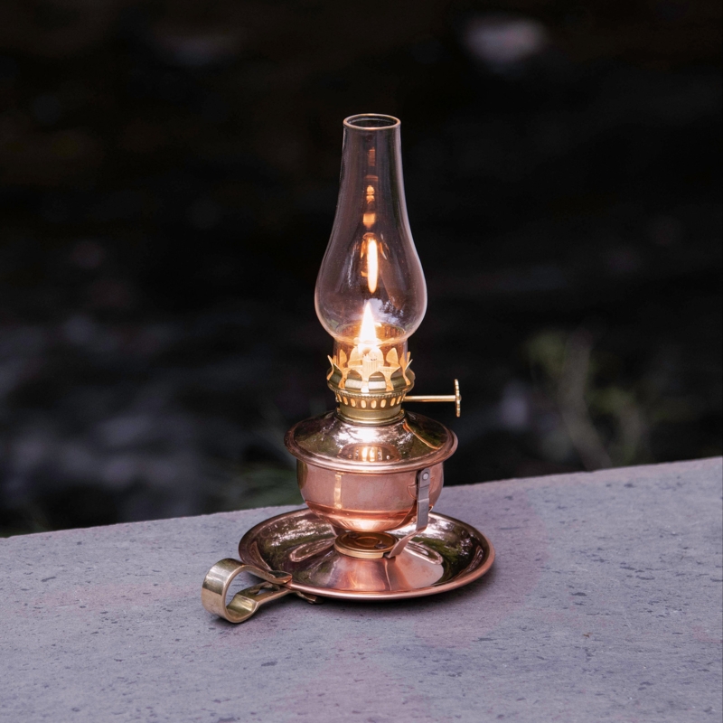 Swivel Oil Lamp Polished Copper and Brass Saucer Base Nautical