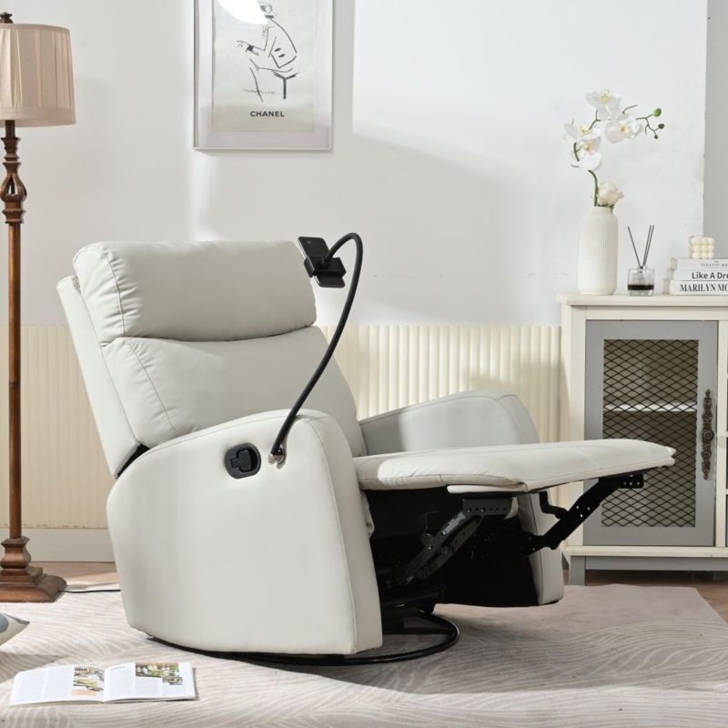 Swivel Recliner Flexible Phone Mount Light Gray Modern