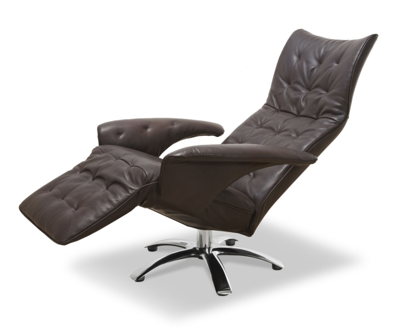 Swivel Recliner Winged Armrests Tufted Upholstery Contemporary Recliner