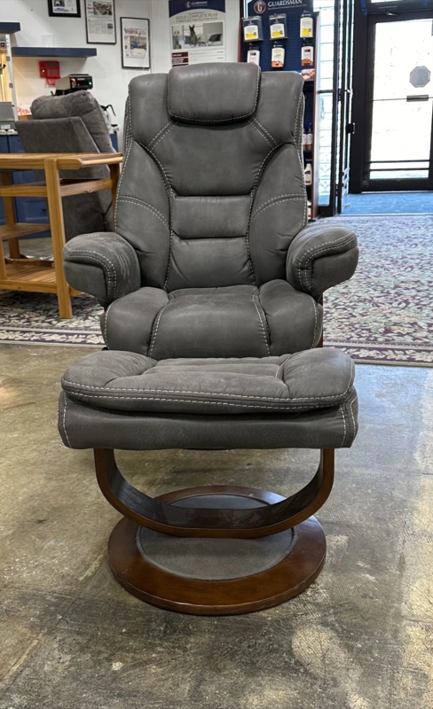 Swivel Recliner with Contrast Stitching & C-Frame Base | Charcoal Set