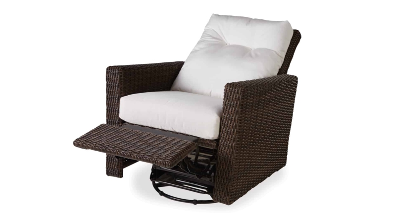 Swivel Recliner with Glider Mechanism, Synthetic Wicker, Crisp White