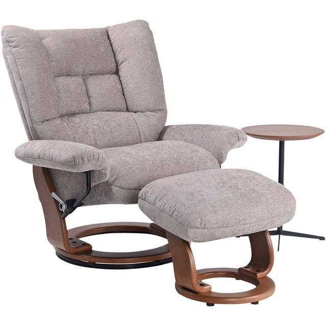 Swivel Recliner with Segmented Backrest & Truffle Brown | Wood Base