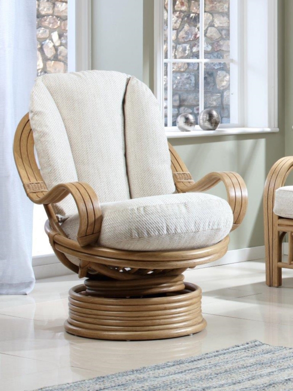 Swivel Rocker Bent Rattan Construction Warm Honey Boho