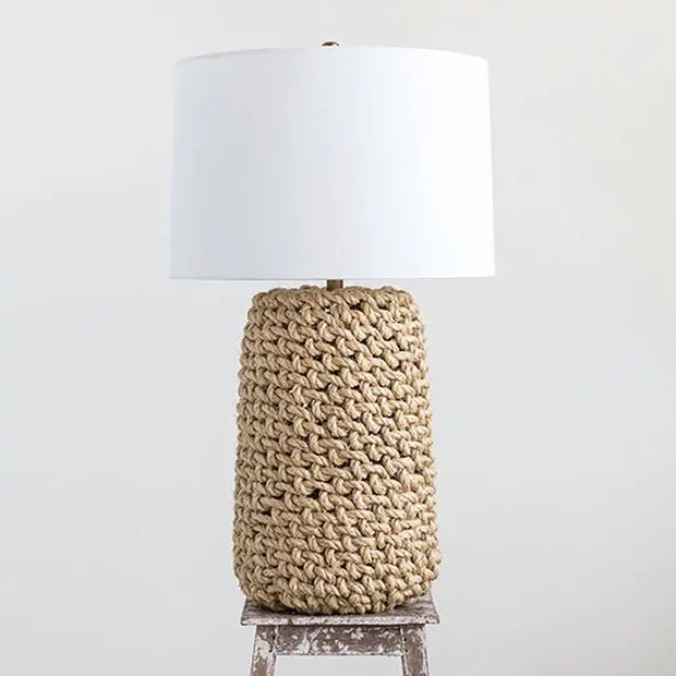 Table Lamp Chunky Braided Texture Rustic Farmhouse Style