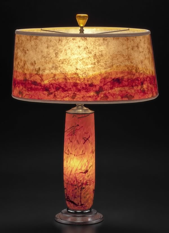 Table Lamp Confetti Glass Base Mica Shade Hand Blown Artisan Lighting