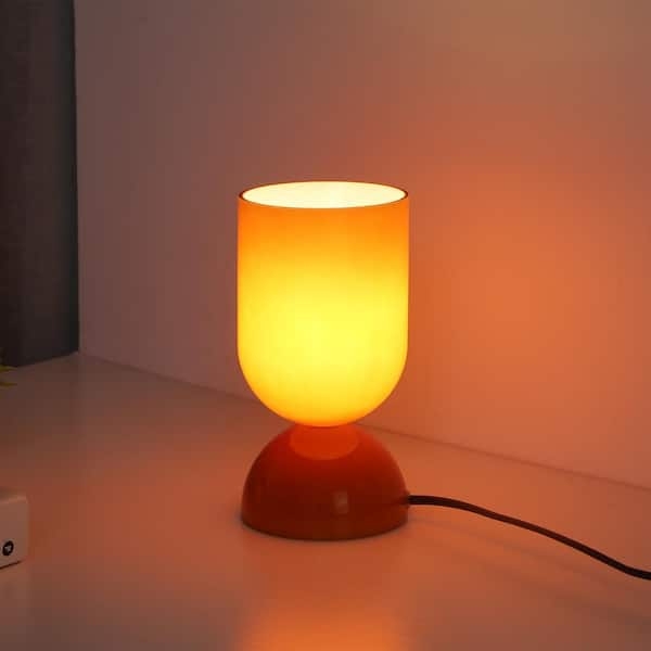 Table Lamp Cylindrical Shade Glossy Vibrant Glass Minimalist Decor