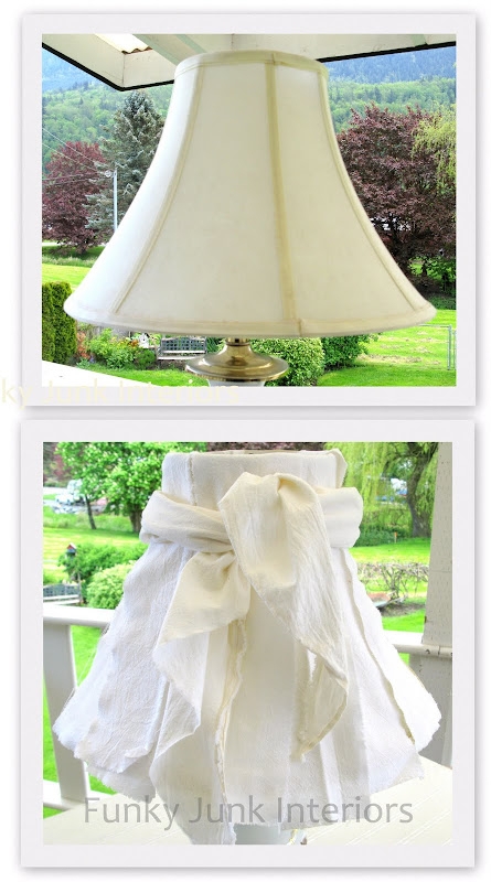 Table Lamp Farmhouse Rustic with Tied Sash Accent and Frayed Strips