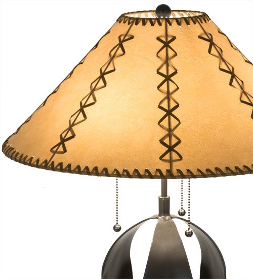 Table Lamp Faux Leather Lamp Shade Curved Metal Base Cross Stitch