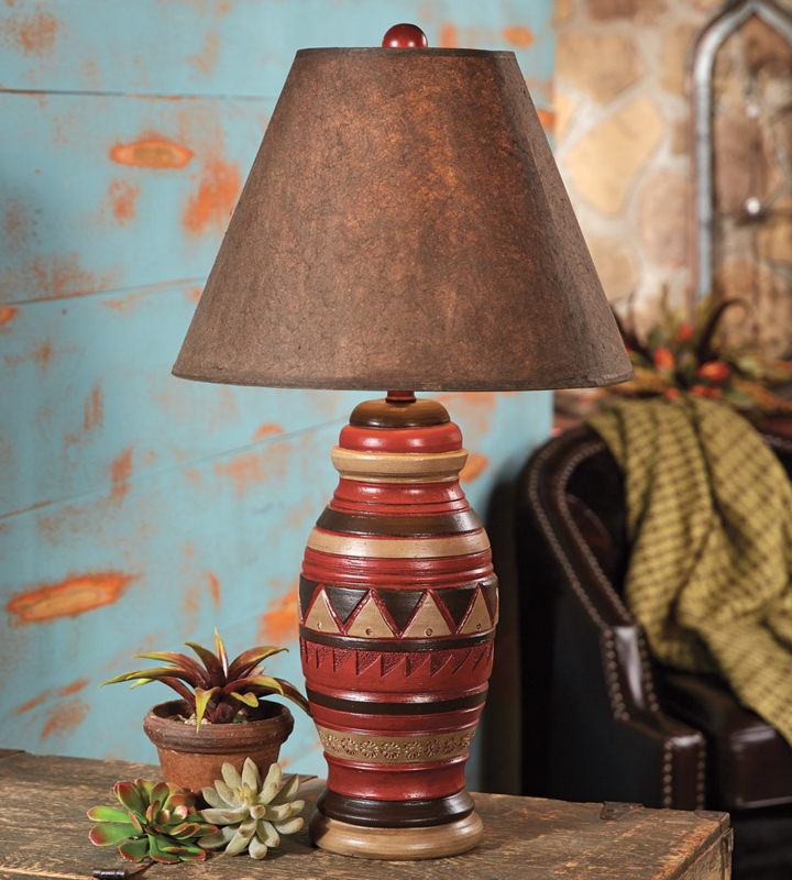 Table Lamp Geometric Pottery Lamp Urn Shaped Base Terracotta Red