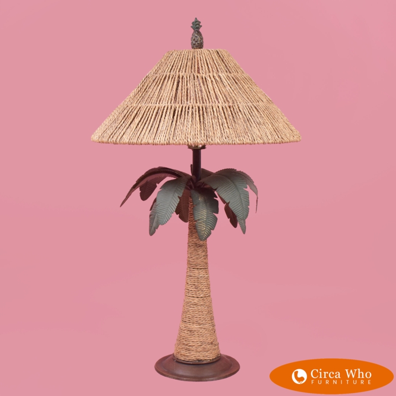 Table Lamp highlighting Pineapple Finial and Rope Trunk, Coastal Style.