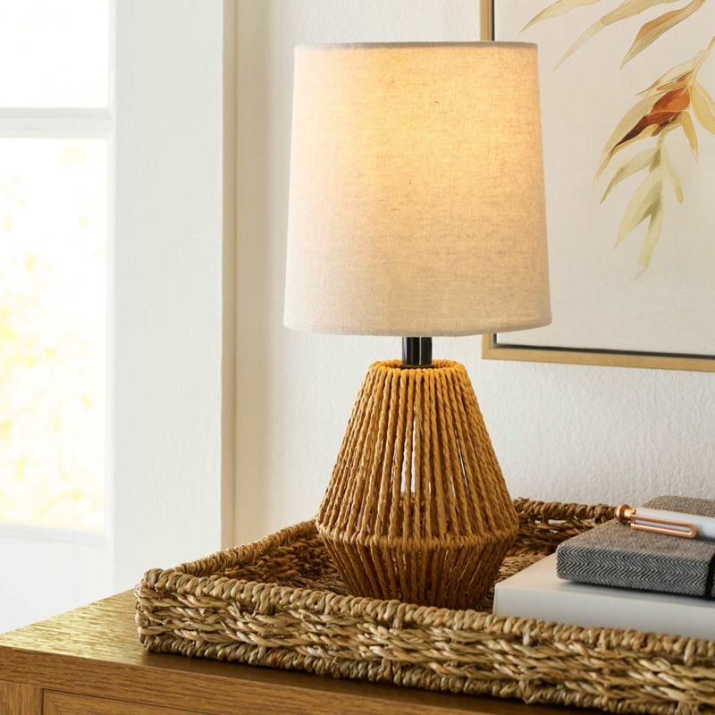 Table Lamp Mini Scale Braided Rope Base Bohemian Style