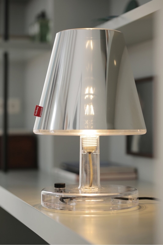 Table Lamp, Modern Mirrored Shade with Transparent Acrylic Base