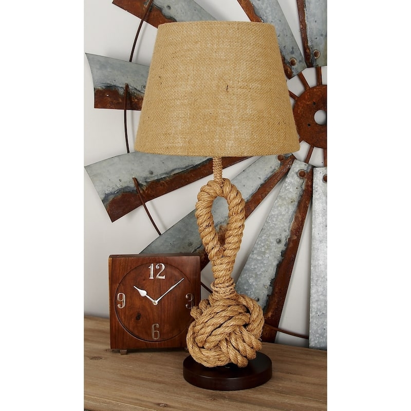 Table Lamp Monkey Fist Knot with Rope Loop Stem Burlap