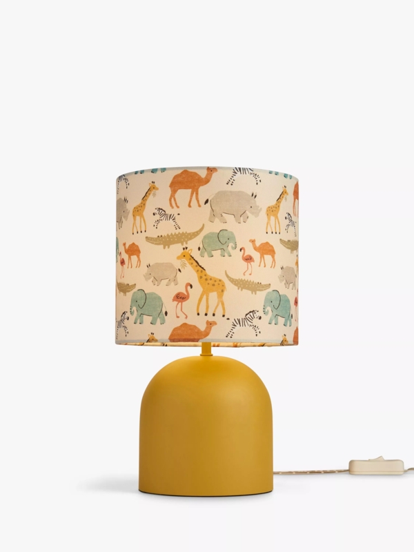 Table Lamp Mustard Yellow Domed Base Safari Animal Print Shade