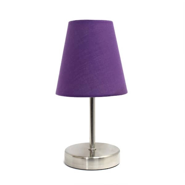 Table Lamp: Petite Sand Nickel Stick Base with Fabric Empire Shade